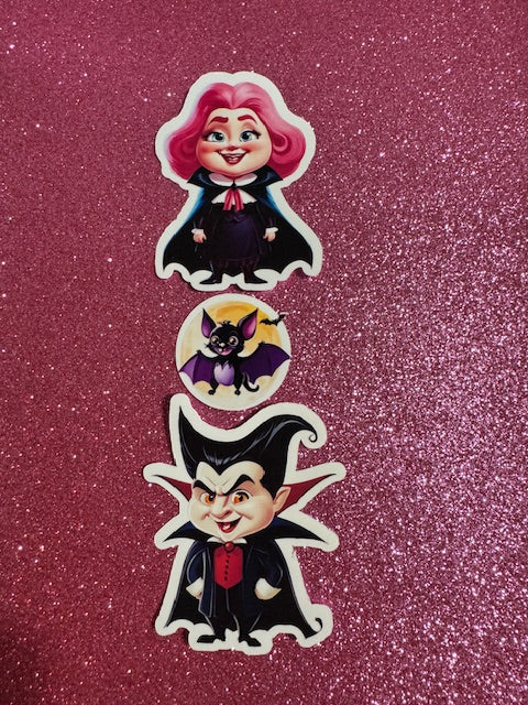 Mr. and Mrs. Dracula and Child Stickers