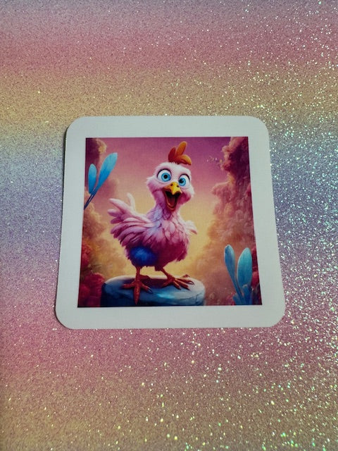 Pink Chicken and Duck Stickers