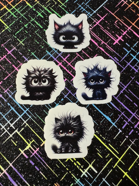 Fuzzy Black Kitten Stickers