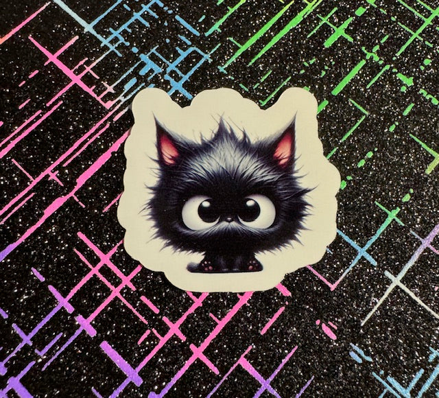 Fuzzy Black Kitten Stickers