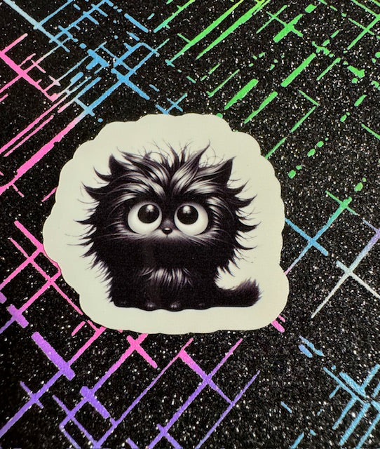 Fuzzy Black Kitten Stickers