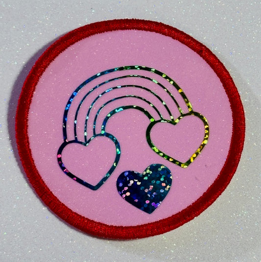 Hearts and Rainbow Embroidery Patch