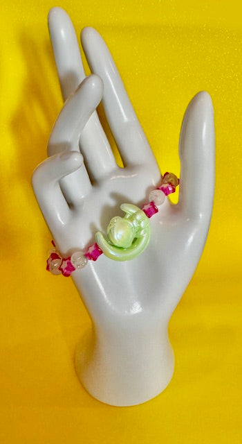 Pink Stars and Space Man Bracelet