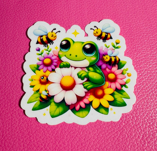 Frog in the Flowers Sticker