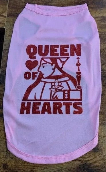 Pink Queen of Hearts Dog Shirt XL